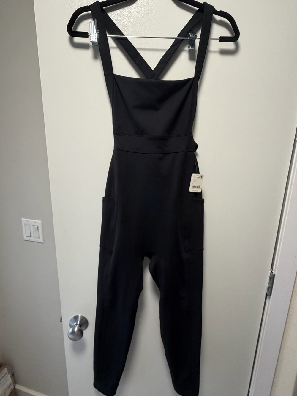 FP Movement by Free People Black Crossback Jumpsuit with Pockets